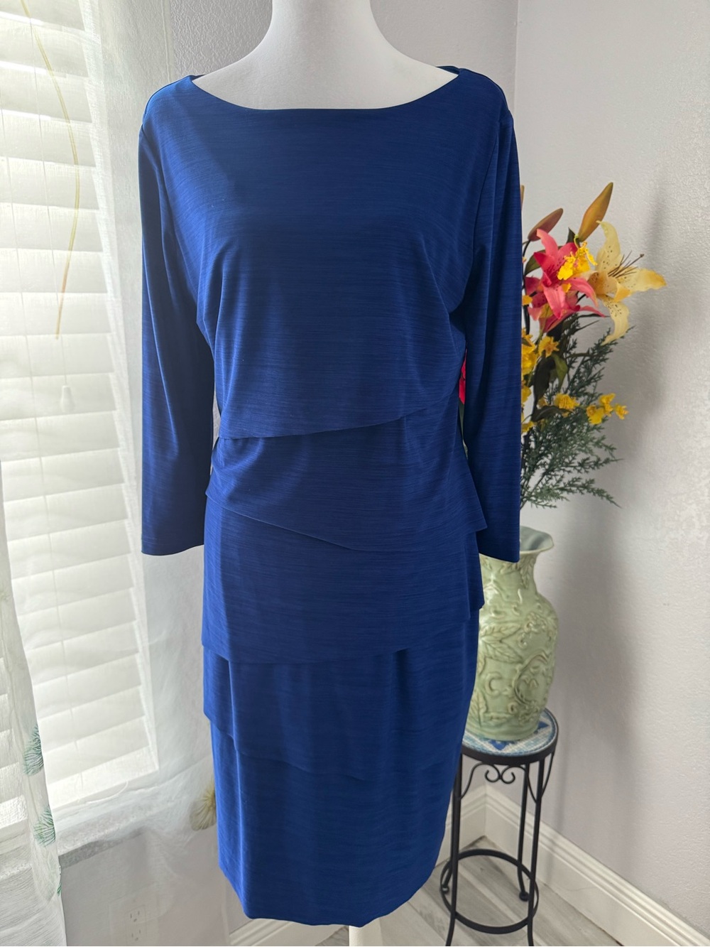 Tahari Arthur S. Levine Royal Blue Tiered Dress Size 10